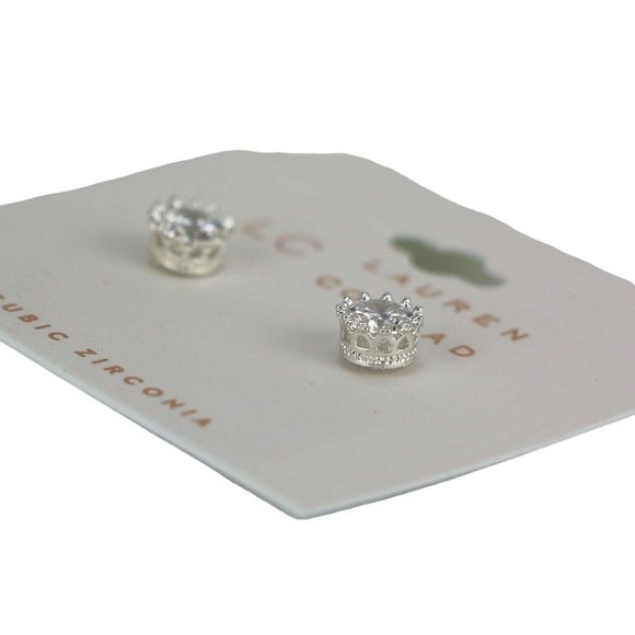 LC Lauren Conrad 1/4" Silver-Tone Cubic Zirconia Stud Earrings - Picture 2 of 2